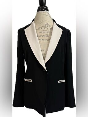 DKNY Black Blazer with White Contrast Lapel